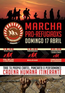 Cartel Marcha pro-refugiados el domingo 17 de abril a las 18h